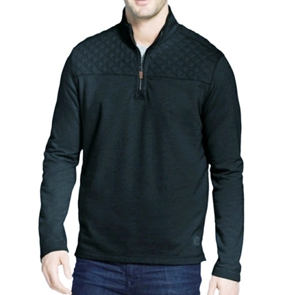 GH Bass Mens Pullover Quarter Zip LS Knit Shirt Quilted Upper Navy Blue XXL NWT - Picture 1 of 11